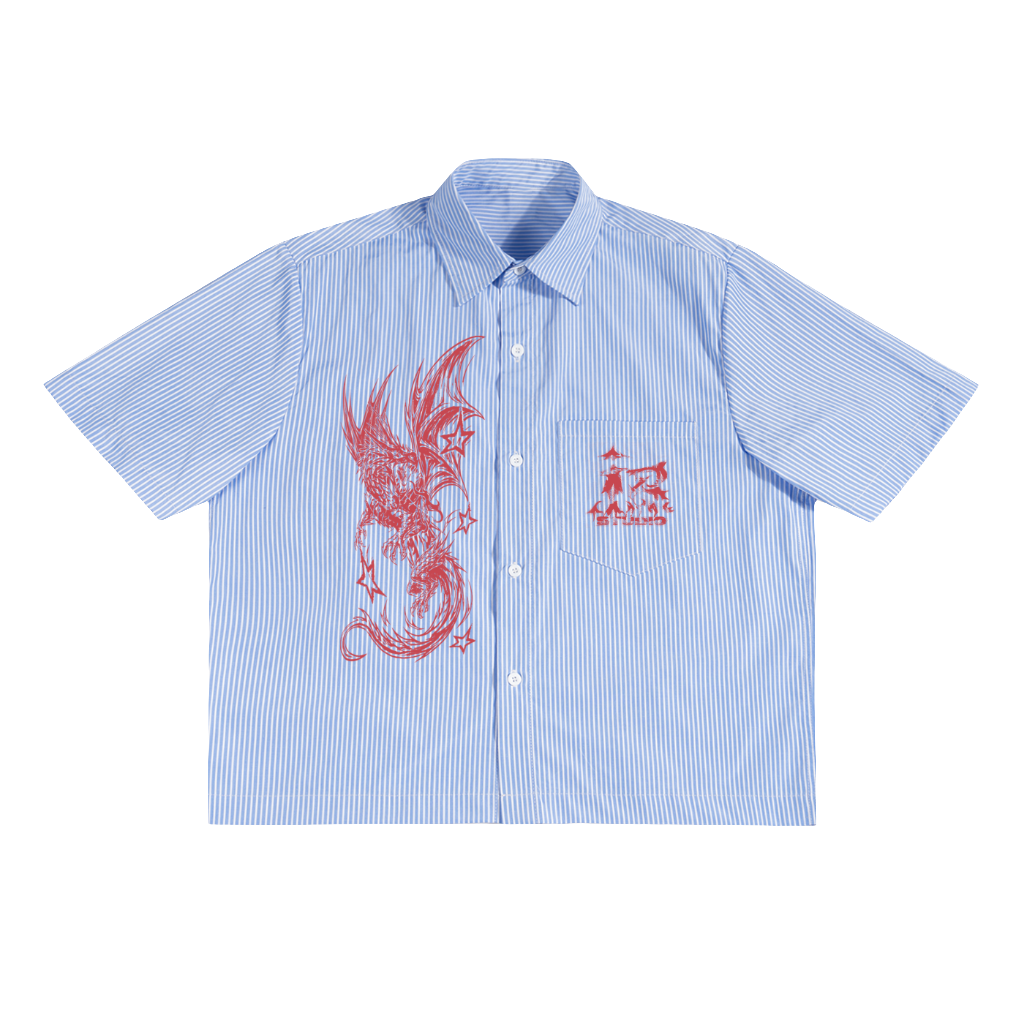 dragon blue Stripe Boxy Shirt