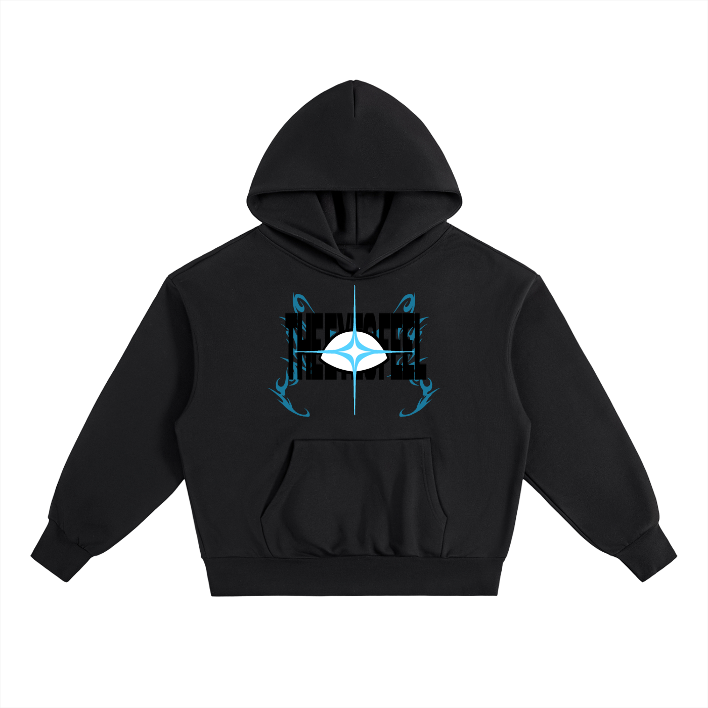 boxy hoodie black tef